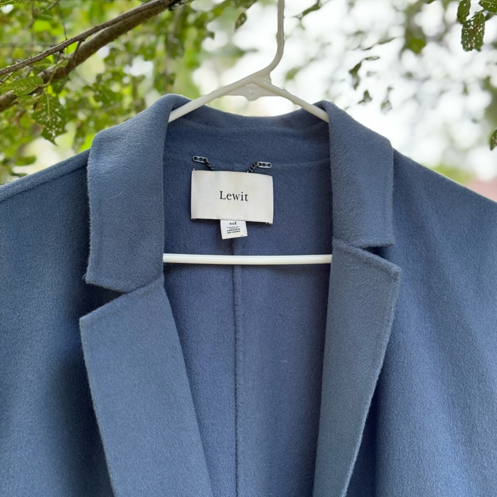 Blue Lewit XXL trench double face cashmere and wool coat